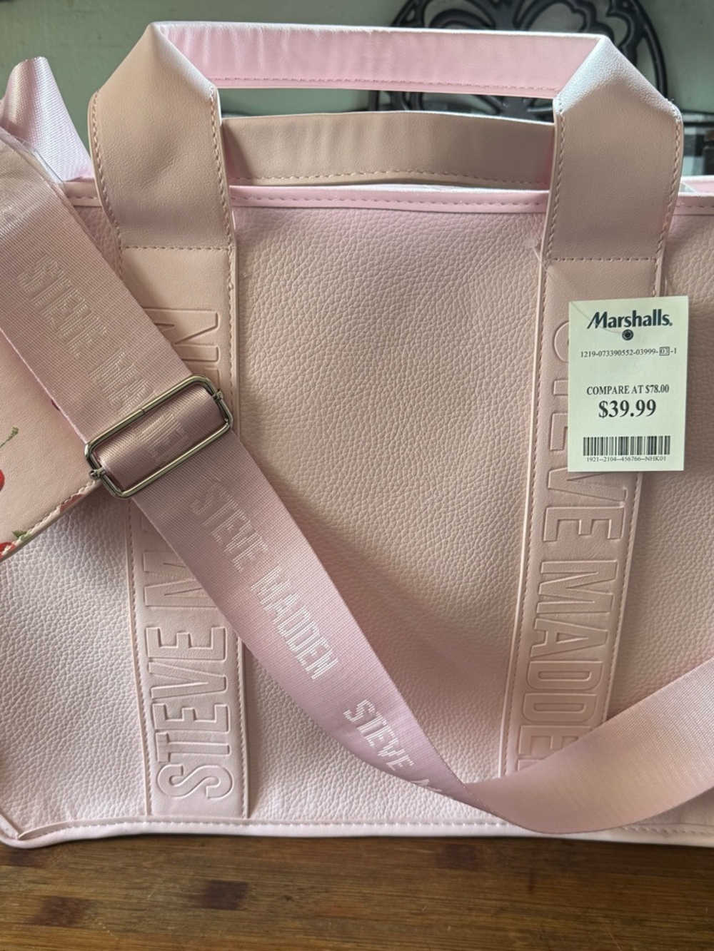 Steve Madden BWEBBER Light Pink Tote with Detachable Strap